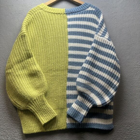 Cinq a Sept Tous Les Jours Sweater Womens Small Blue Green Indie V Neck‎ Grunge - Picture 9 of 11